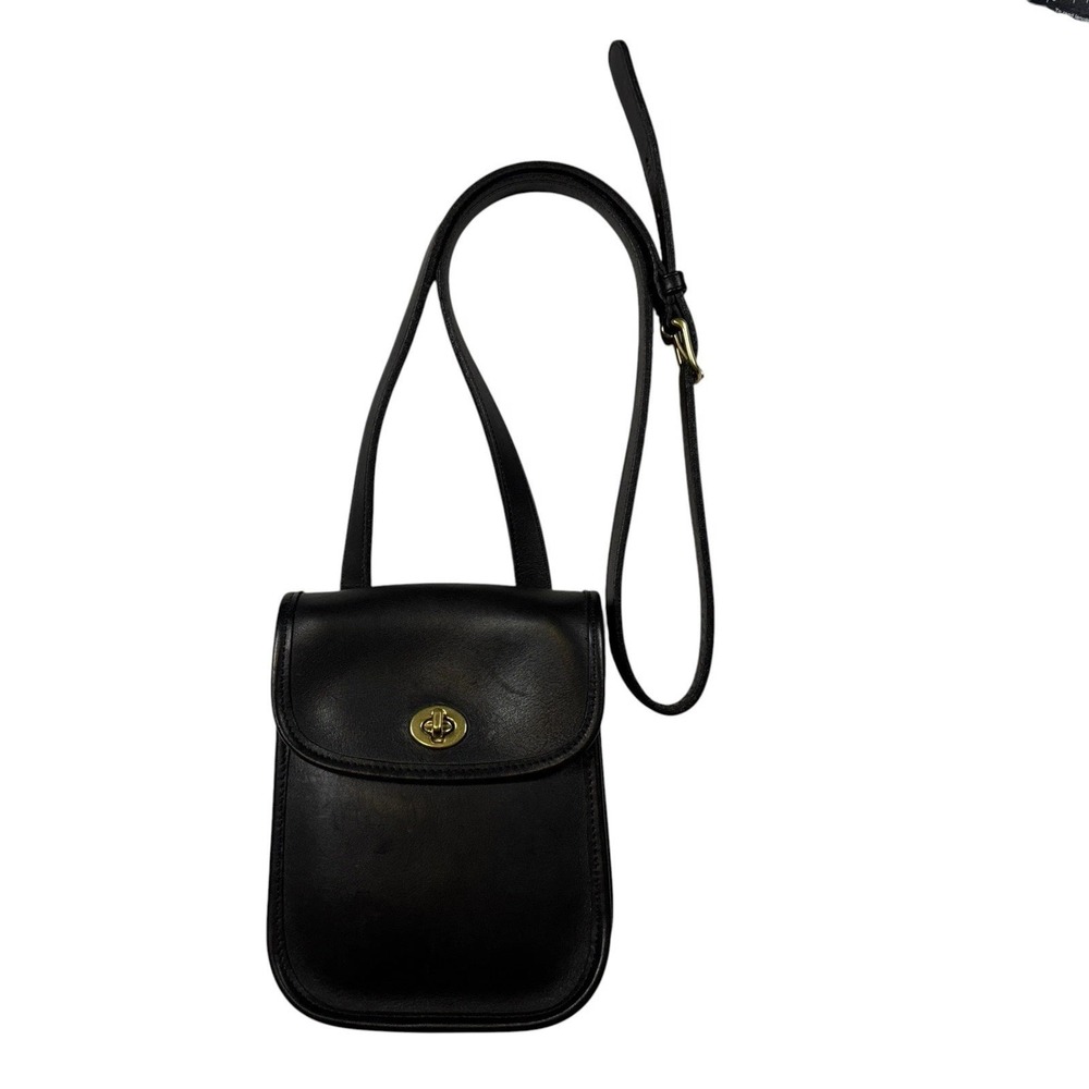 Coach Sidepack Scooter Crossbody Bag Black Turnlock Pouch Leather Vintage # 9978